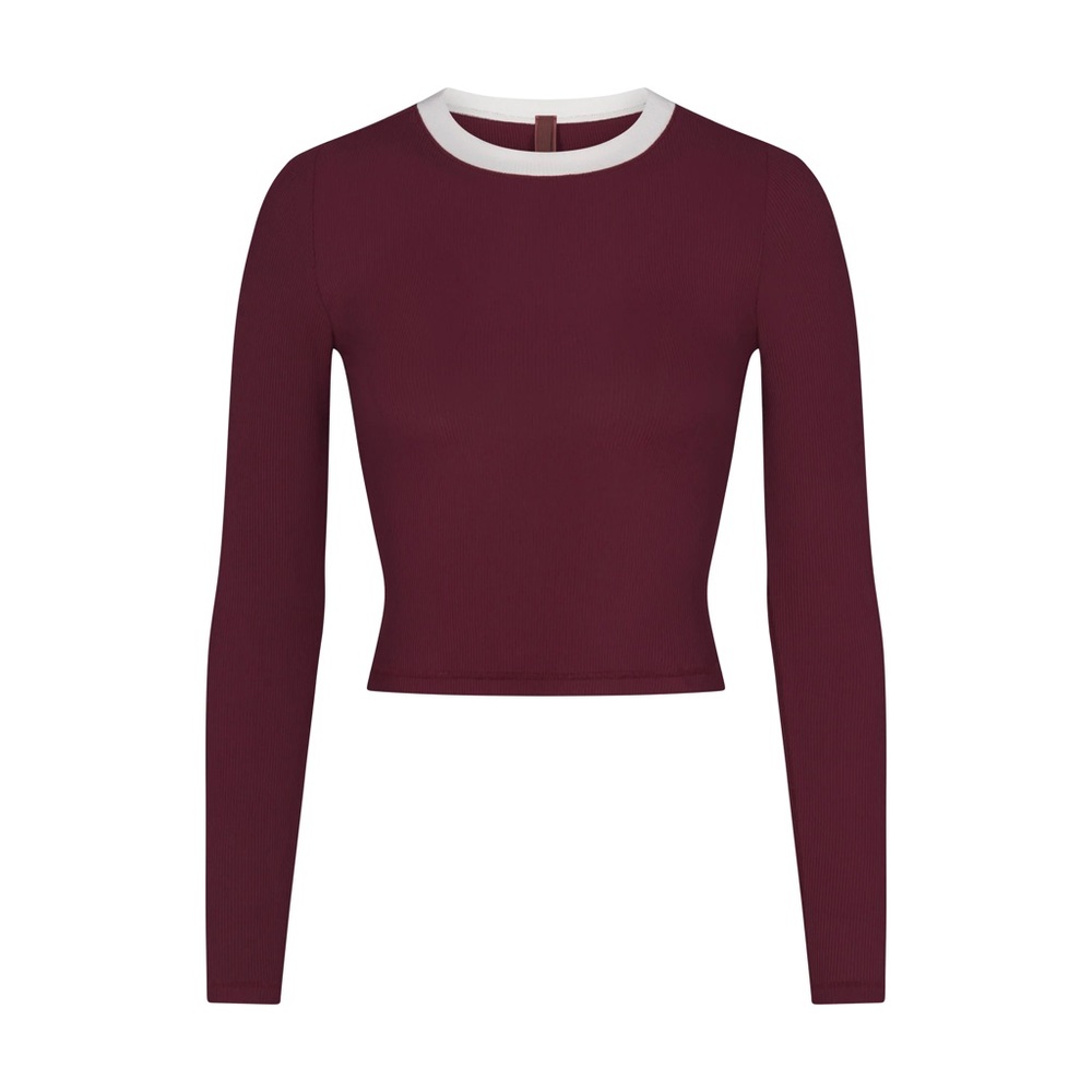 SKIMS RINGER LONG SLEEVE CROP TOP